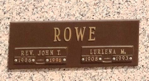 Rev John T Rowe 1906 1996 Find A Grave Memorial