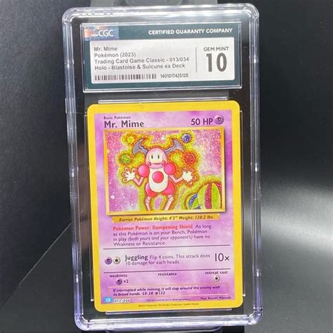 Pokemon Other Mr Mime Cgc Graded Gem Mint Classic Clk Blastoise