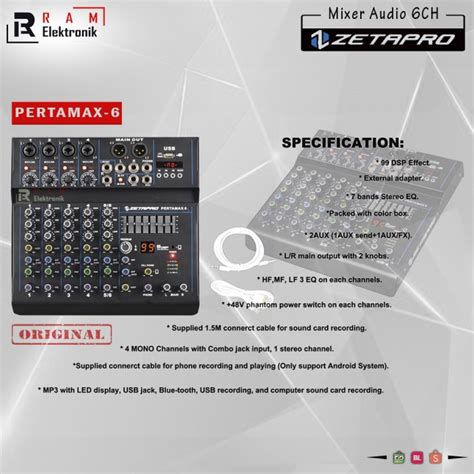 Jual Mixer Zetapro 6 Channel 6Ch Pertamax 6 Usb Bluetooth Soundcard Pc