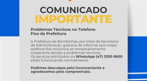 Comunicado Importante Problemas Técnicos no Telefone Fixo da