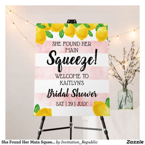 She Found Her Main Squeeze Lemon Bridal Shower Foam Board Zazzle