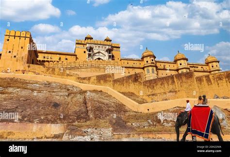 Amer Fort Also Known As The Amber Fort At Jaipur Rajasthan With View Of