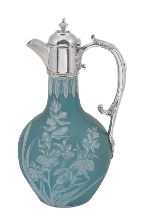 A Victorian Silver Mounted Stourbridge Cameo Glass Claret Jug By Stourbridge Claret Glass