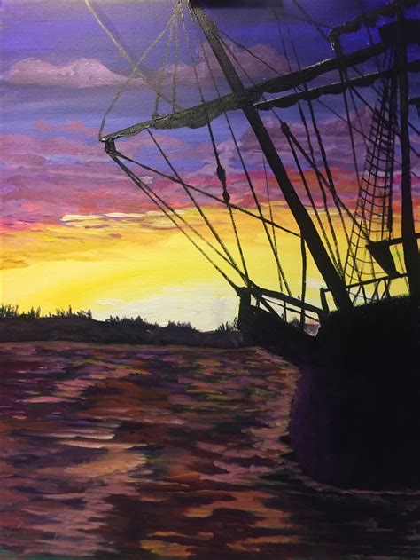 A Pirate Ship S Journey X Acrylic Painting Painting Natural