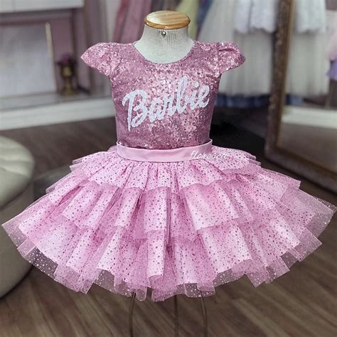 Vestido Infantil Barbie Rosa Floresça Ateliê Floresça Ateliê Infantil