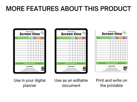 Screen Time Chart Checklist Editable Printable Screen Time Etsy