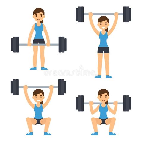 Woman Lifting Barbell Cartoon Vector Clipart FriendlyStock Atelier