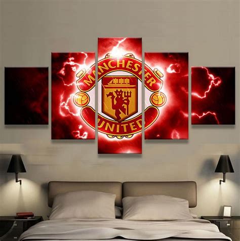 Manchester United Football Pcs Painting Printed Canvas Wall Etsy