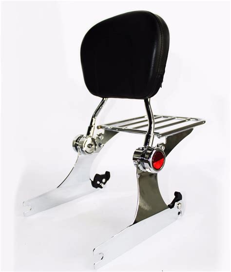 HTTMT Adjustable Backrest Sissy Bar W Luggage Rack For Harley Dyna