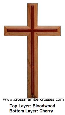 Two Layer Beveled Wooden Crosses Bloodwood On Cherry