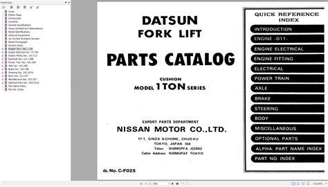 Nissan Forklift 1TON Series Parts Catalog