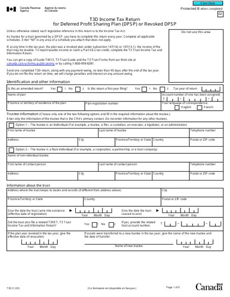 Form T3d Download Fillable Pdf Or Fill Online Income Tax Return For