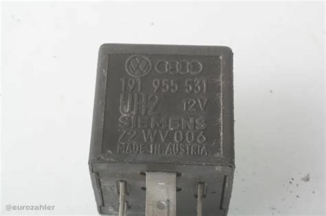 VW AUDI 191955531 Relais Nr 19 6 Pin 12V Schwarz Wisch Wasch Intervall