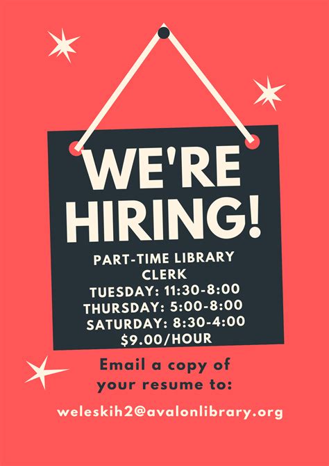 Red And Black Bold Were Hiring Flyer Avalon Public Library