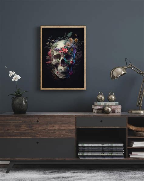 Floral Skull Poster V2 Skull Print Printable Home Decor Set Of 3 Art