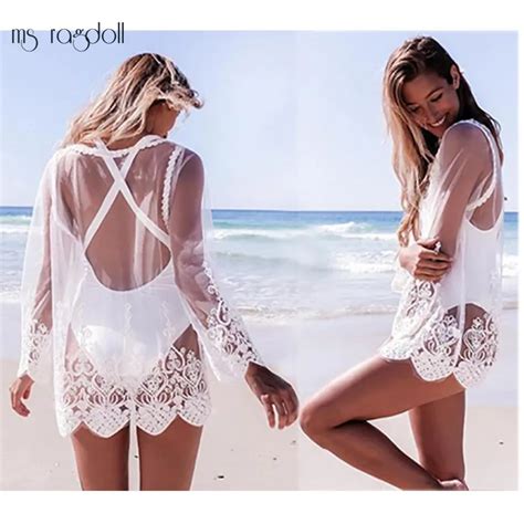 2018 Pareo Beach Cover Up Floral Embroidery Bikini Cover Up Swimwear