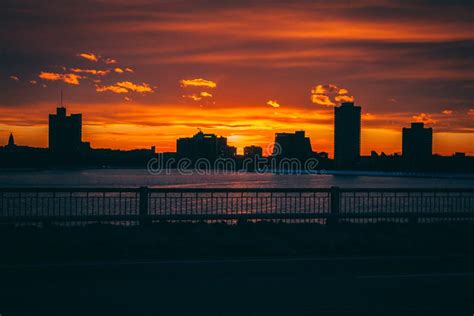 Sunset Sunrise Behind City Buildings Stock Photo Image Of Boston