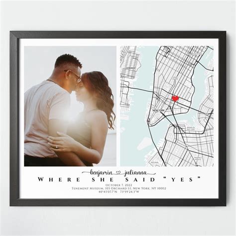 She Said Yes Map Frame Etsy