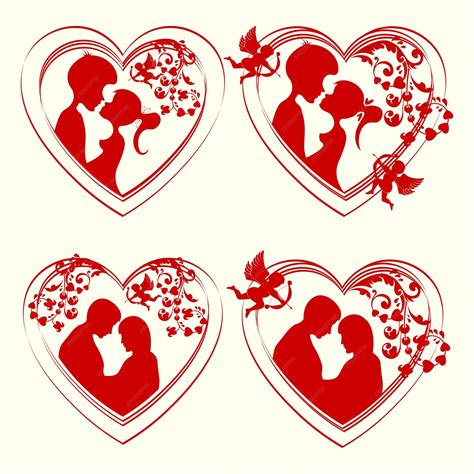 Premium Vector The Couple Inside The Hearta Set