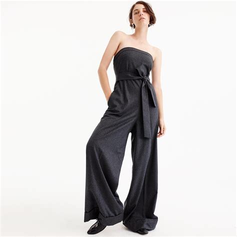 Lyst J Crew Collection Strapless Wool Jumpsuit In Gray