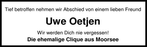 Traueranzeigen Von Uwe Oetjen Nordwest Trauer De