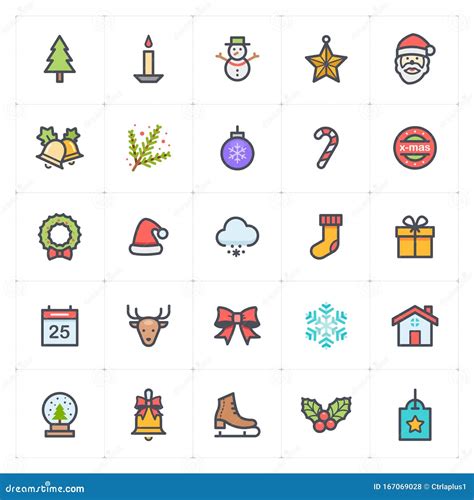 Icon Set Christmas Color Icon Style Vector Illustration 向量例证 插画 包括有 礼品 藤茎 167069028