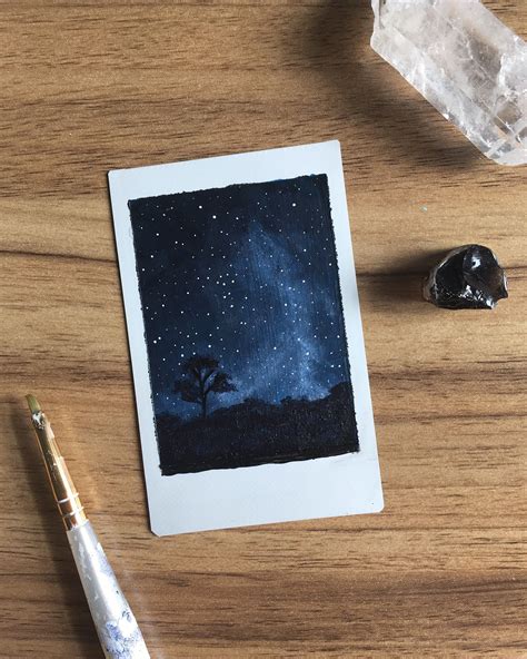 Tree And Galaxy Polaroid Painting Small Canvas Art Diy Art Painting