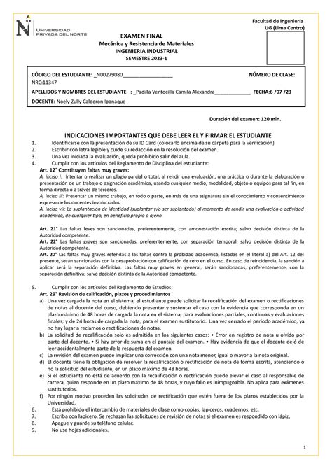 Formato Examen final Mecánica y resistencia de Materiales UG Lima