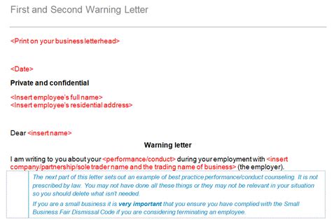 Letter For First And Second Warning Grcready