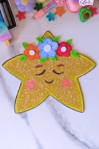 Estrella Tierna Con Flores En Su Cabeza Molde Gratis