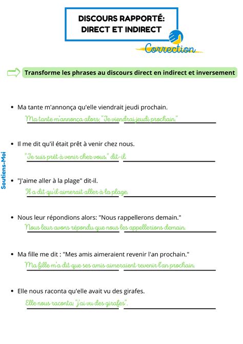 Le On Entrainement Discours Rapport Direct Et Indirect Cm Cm