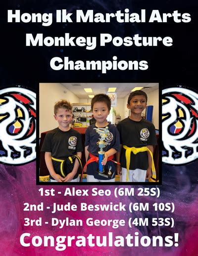 Hong Ik Martial Arts Of Mahwah July Hima Champion Monkey