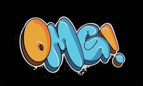 Premium Vector | Omg graffiti bubble style hand drawn lettering