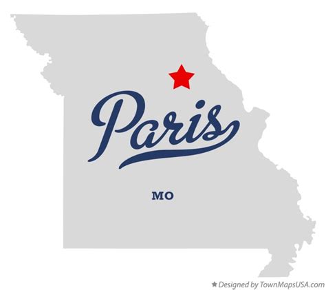 Map of Paris, MO, Missouri