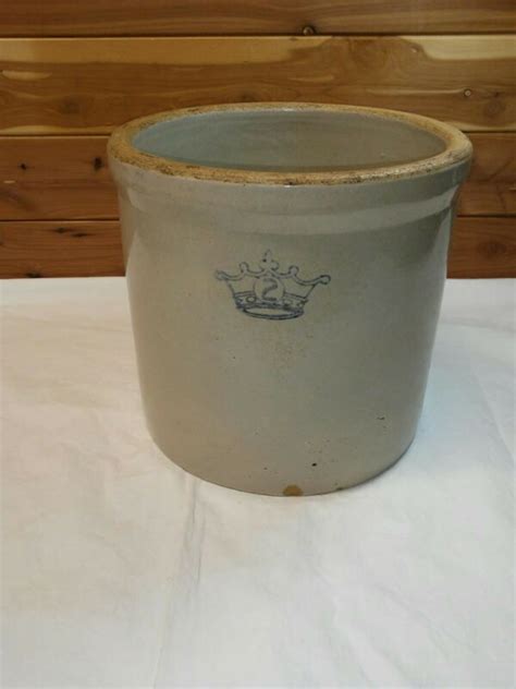 Vintage Stoneware Blue Crown 2 Gallon Crock Antique Price