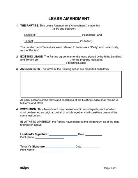 Free Lease Amendment Forms 9 Pdf Word