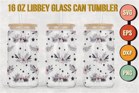 Christmas Flowers Oz Libbey Glass Can Graphic By Tumblerdesignsshop