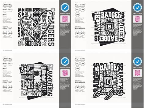 Badgers Svg Badger Typography Svg Mascot Designs Pack Badgers