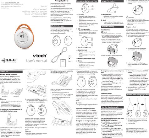 VTech Telecommunications 80 1430 00 Emergency Button User Manual