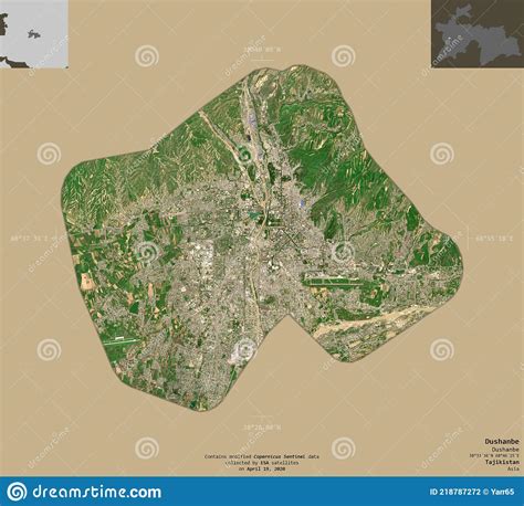 Dushanbe Tajikistan Composition Sentinel 2 Satellite Stock