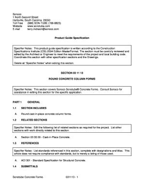 Fillable Online Sonotube Round Concrete Forms Guide Specifications