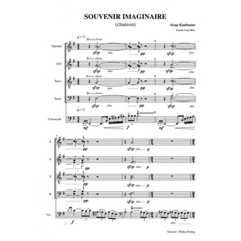 Kaufmann Souvenir imaginaire chanson pour chœur mixte et violoncelle