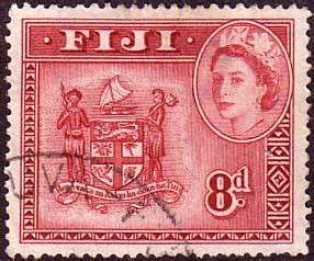 fiji  sg  coat  arms fine  stamp coat  arms vintage