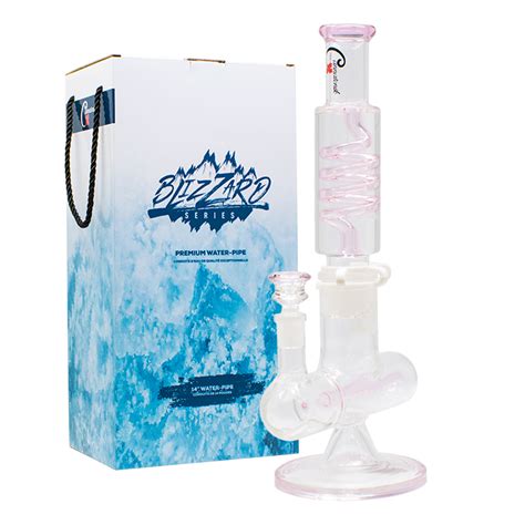 Bulk Pink Blizzard Series Nucleus 14 Inches Freezable Glass Bongs