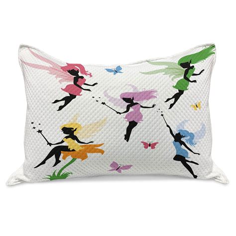 Fantasy Knitted Quilt Pillowcover, Pixie Elf Fairies Flying with