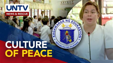 Vp Sara Duterte Eyes Including Culture Of Peace In Deped Curriculum