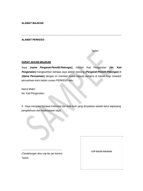 Contoh Surat Akuan Majikan Pdf