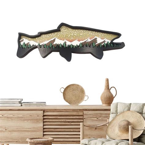 Wooden Fish Desktop Ornament Ocean Animals Table Wall Art Decor Wooden