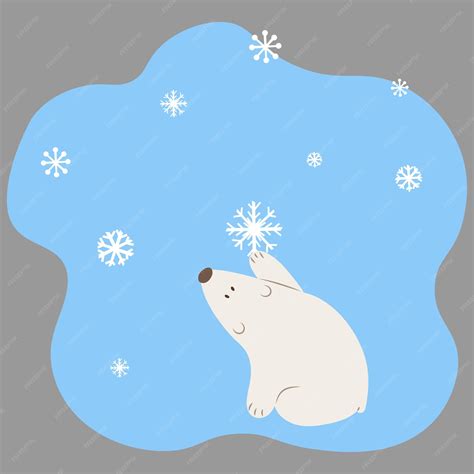 Premium Vector Polar Bear With Snowflakes Greeting Card For Christmas