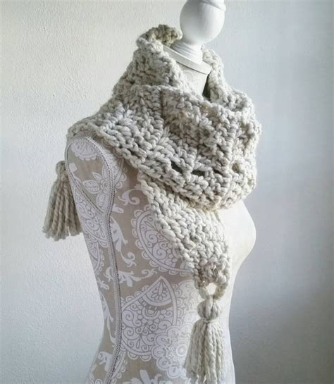 Crochet Pattern For Chunky Scarf With Big Tassels Chunky Etsy